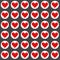 Big red gray lonely heart badges Valentines Day seamless pattern