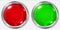 Big red and green transparent buttons