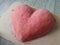 Big red heart from plaster, home workshop, home production