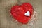 Big red heart,small white heart and many tiny glass marble