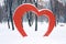 Big Red Heart street installation in winter park. Valentine's Day, love, romance background