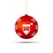 Big Red Matt Christmas Tree Ball. Santa Portrait. Merry Christmas and Happy New Year Symbol. Vector Illustration