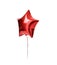 Big red metallic latex star balloon for birthday party isolated on a white