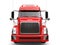 Big red modern semi - trailer truck - front view