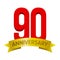 Big red number 90 with gold tape and text `anniversary` below