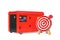 Big Red Outside Auxiliary Electric Power Generator Diesel Unit for Emergency Use with Archery Target and Dart in Center. 3d