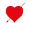 Big Red Pierced Vector Heart. Cupid Arrow Made of Bicycle Spoke