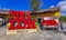 Big red sign lettering writing Tulum Magico in Mexico