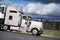 Big rig classic powerful semi truck with chrome accessories tran