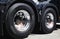 Big Rig Semi Truck Wheels Tires. Lorry New Tyres Rubber. Freight Trucks Transport