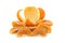 Big, ripe, bright, tangerine on a white background, juicy fruit on the isolated background. mandarin