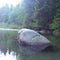 Big rock inside water in Capilano River