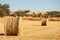 Big round bales of straw, sheaves, haystacks