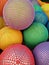 Big rubber balls braided in colorful grid from kids playcenter