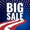 Big Sale. Abstract american background with waving striped flag and starry pattern.