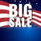 Big Sale. Abstract american background with waving striped flag and starry pattern.