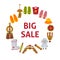 Big sale banner with felted goods