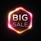 Big Sale banner. Original discount neon sign.