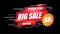 Big Sale banner speed light layout on red background with discount percents off. Template design for list, page, mockup brochure