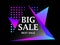 Big sale banner in style 80s. Isometric triangle gradient. Vector