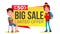 Big Sale Banner Vector. School Children, Pupil. Shopping Concept. Discount Tag, Special Offer Banner. Isolated
