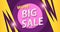 Big sale banner in yellow with purple colors