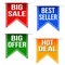 Big sale, best seller, big offer and hot deal ribbons