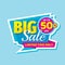 Big sale concept banner. Promotion poster. Discount up to 50% off creative sticker emblem. Special offer label. Limited time only.