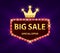 Big sale discount banner with red lights frame vector illustration. Frame banner big sale, promotion offer with gold