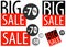 Big sale discounts signboard advertisement poster icons set with figures. Vector illustration.