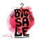 Big Sale lettering.Tee Shirt,watercolor red splash