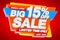 BIG SALE LIMITED TIME ONLY SPECIAL OFFER 15 % OFF JUST NOW word on red background illustration 3D rendering