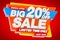 BIG SALE LIMITED TIME ONLY SPECIAL OFFER 20 % OFF JUST NOW word on red background illustration 3D rendering