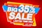 BIG SALE LIMITED TIME ONLY SPECIAL OFFER 35 % OFF JUST NOW word on red background illustration 3D rendering