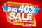 BIG SALE LIMITED TIME ONLY SPECIAL OFFER 40 % OFF JUST NOW word on red background illustration 3D rendering