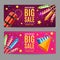 Big Sale Menu Option Banner Card Set. Vector