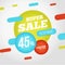 Big sale promotion banner with offer. For coupon or web background. Candy with percent sale. Colorful design.