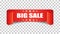 Big sale ribbon vector icon. Discount sticker label on isolated