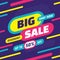 Big sale shop now - concept banner vector illustration. Discount up to 50% off creative poster layout. Promotion abstract shopping