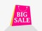 Big sale shopping packet flat style with shadow. Pink and yellow color. Vector