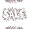 Big sale sketch. Hand drawn vector illustration with twigs, pine