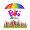 Big Sale Title with Colorful Parasol - Umbrella