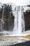 Big Seljalandsfoss waterfalls in snowy Winter Iceland