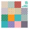 Big set of 16 colorful pixelated patterns