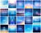 BIG set of 20 square blurred nature dark blue backgrounds. With various quotes