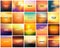 BIG set of 20 square blurred nature golden orange yellow red backgrounds. With various quotes