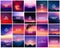 BIG set of 20 square blurred nature purple pink backgrounds. With various quotes