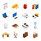 Big set of 3D isometric volumetric of icons on a theme of office equipment.