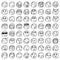 Big set of 64 smiles. Black smiles. VECTOR