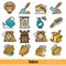 Big set of All steps of bakery product outline web color icons isolated